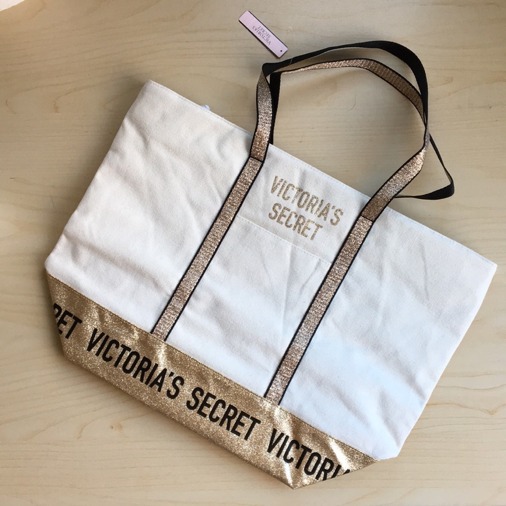 NWT Victoria’s Secret Gold Tote Bag